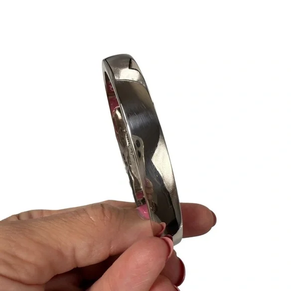 Coach silver Sculpted Signature Hinged Bangle bracelet